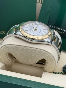 Rolex Datejust 41mm Stainless Steel & Yellow Gold Oyster White Baton Dial Fluted Bezel 126333 2024