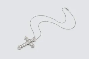 9ct White Gold Diamond Cross Pendant Necklace 1.67ct