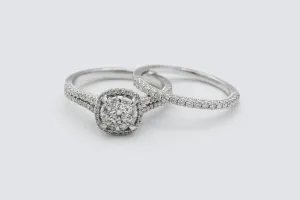 9ct White Gold Diamond Engagement Ring & Wedding Band Set 1.00ct
