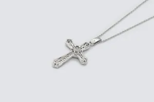 9ct White Gold Diamond Cross Pendant Necklace 1.00ct