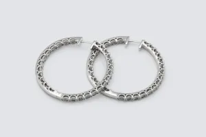 9ct White Gold Large Diamond Hoop Earrings 6.00ct