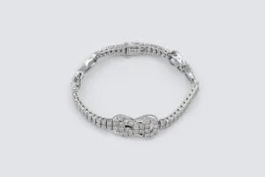 9ct White Gold Diamond Bow Bracelet 3.00ct