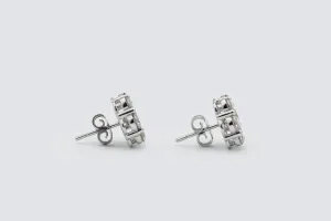 9ct White Gold Diamond Flower Stud Earrings 4.00ct