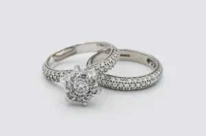 9ct White Gold Diamond Engagement Ring & Wedding Band Set 2.00ct