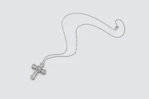 9ct White Gold Diamond Cross Pendant Necklace 1.00ct