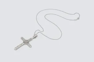 9ct White Gold Diamond Cross Pendant Necklace 2.15ct