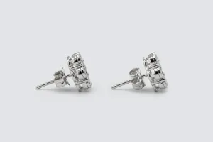 9ct White Gold Diamond Flower Stud Earrings 0.75ct
