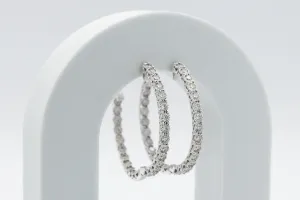 9ct White Gold Large Diamond Hoop Earrings 6.00ct