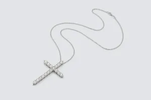 9ct White Gold Diamond Cross Pendant Necklace 3.09ct