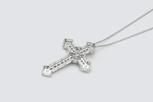 9ct White Gold Diamond Cross Pendant Necklace 1.67ct