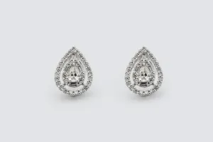 9ct White Gold Pear Shaped Diamond Stud Earrings 1.00ct