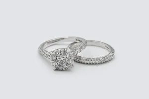 9ct White Gold Diamond Engagement Ring & Wedding Band Set 2.00ct