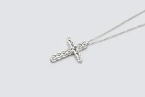 9ct White Gold Diamond Cross Pendant Necklace (Small) 0.99ct Brilliant Cut Illusion Set
