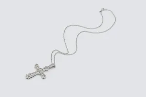 9ct White Gold Diamond Cross Pendant Necklace 1.00ct