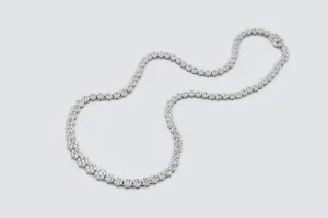 9ct White Gold Diamond Tennis Necklace 10.63ct Graduated Brilliant Cut Flower Set