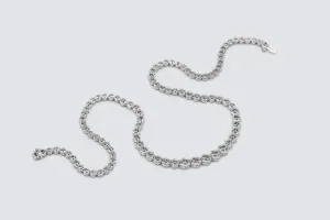 9ct White Gold Diamond Tennis Necklace 10.63ct Graduated Brilliant Cut Flower Set