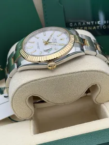 Rolex Datejust 41mm Stainless Steel & Yellow Gold Oyster White Baton Dial Fluted Bezel 126333 2024
