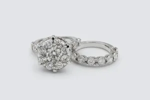 9ct White Gold Diamond Engagement Ring & Wedding Band Set